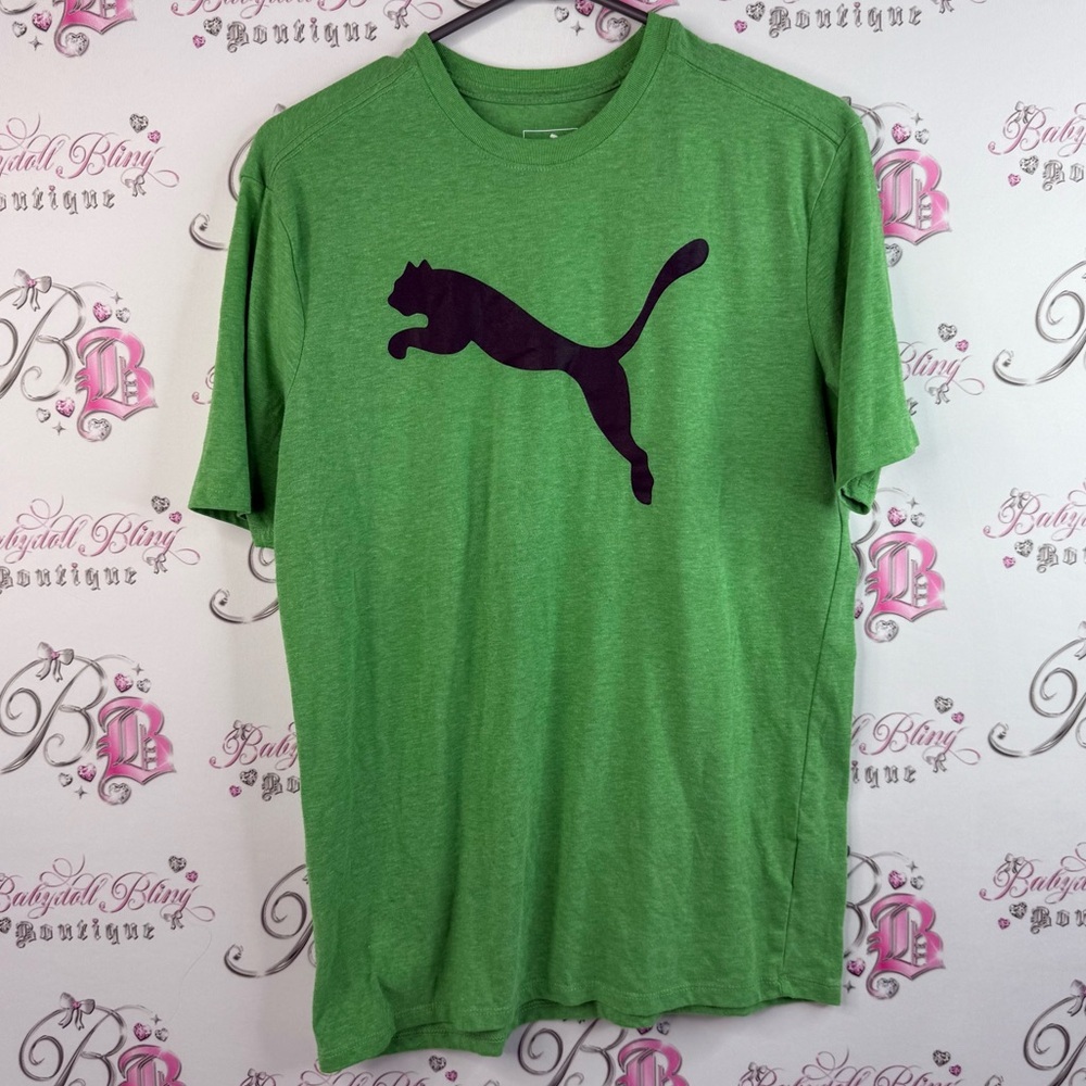 Puma T-shirt, black puma, Green Tee Logo lightweight stretchy, soft